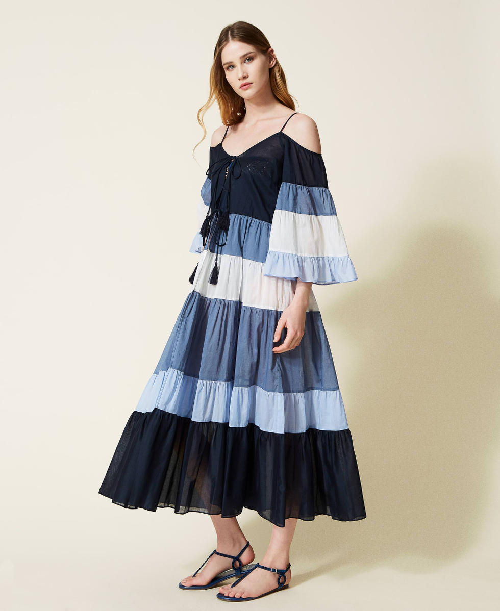 Abito caftano lungo color block