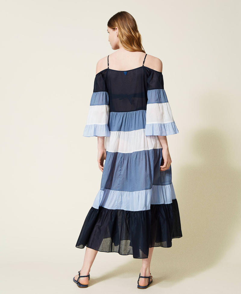 Длинное платье-кафтан в стиле колор-блок Разноцветный Синий "Безмятежная синева" женщина 221LM2FAA-04