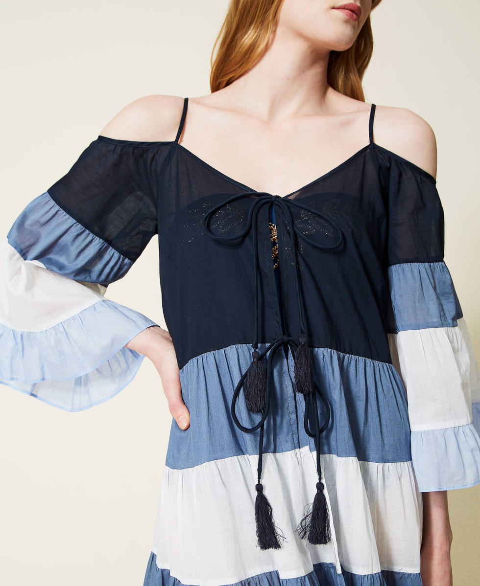 Abito caftano lungo color block