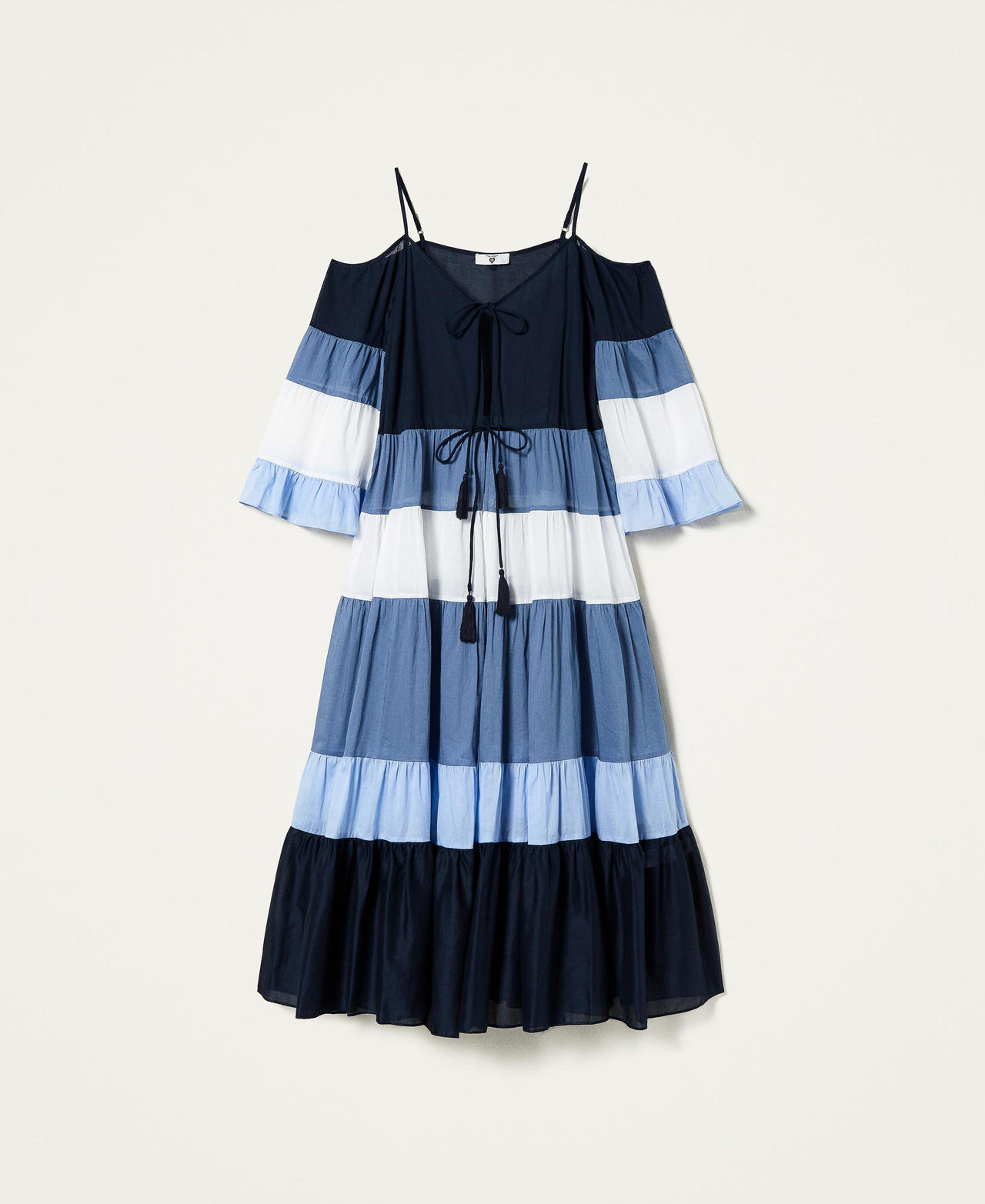 Длинное платье-кафтан в стиле колор-блок Разноцветный Синий "Безмятежная синева" женщина 221LM2FAA-0S