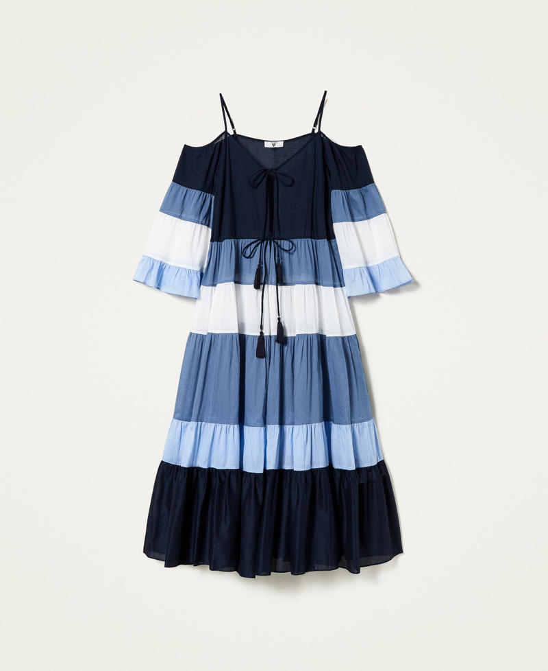 Длинное платье-кафтан в стиле колор-блок Разноцветный Синий "Безмятежная синева" женщина 221LM2FAA-0S