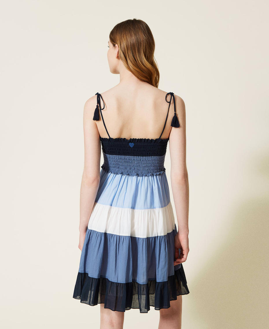 Short colour block muslin dress "Placid Blue” Multicolour Woman 221LM2FBB-04