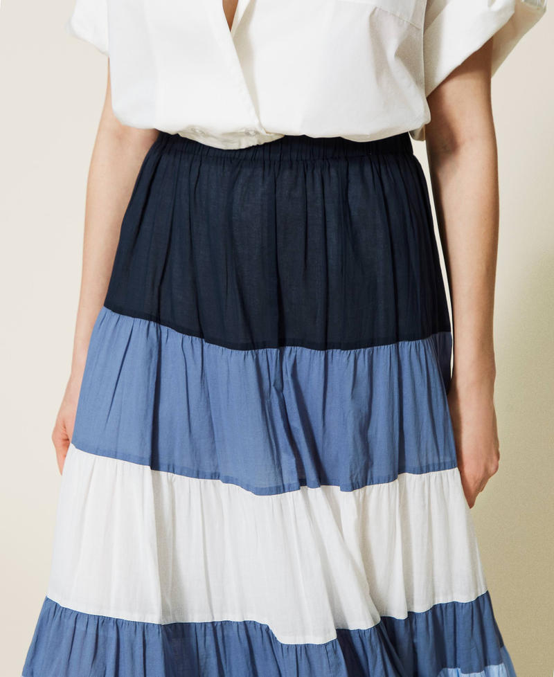 Long colour block muslin skirt "Placid Blue” Multicolour Woman 221LM2FCC-04