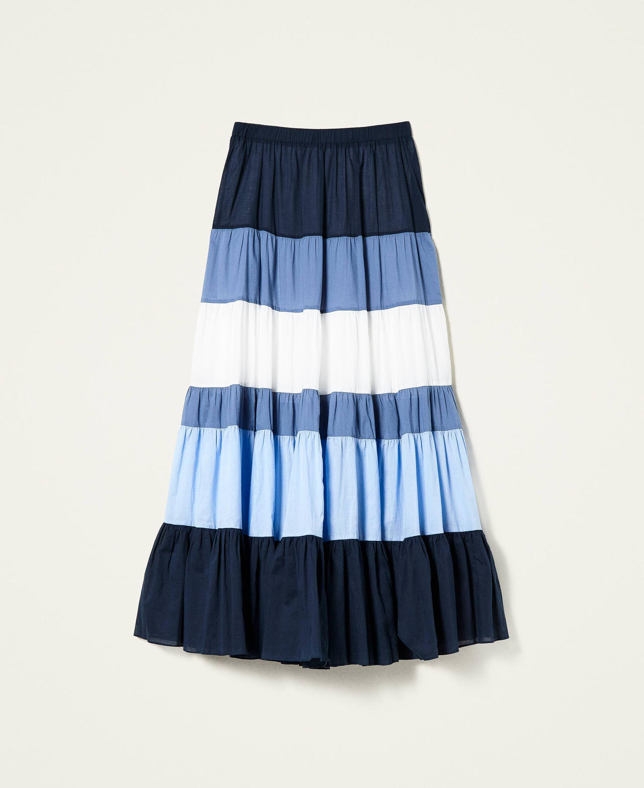 Длинная юбка из муслина в стиле колор-блок Разноцветный Синий "Безмятежная синева" женщина 221LM2FCC-0S