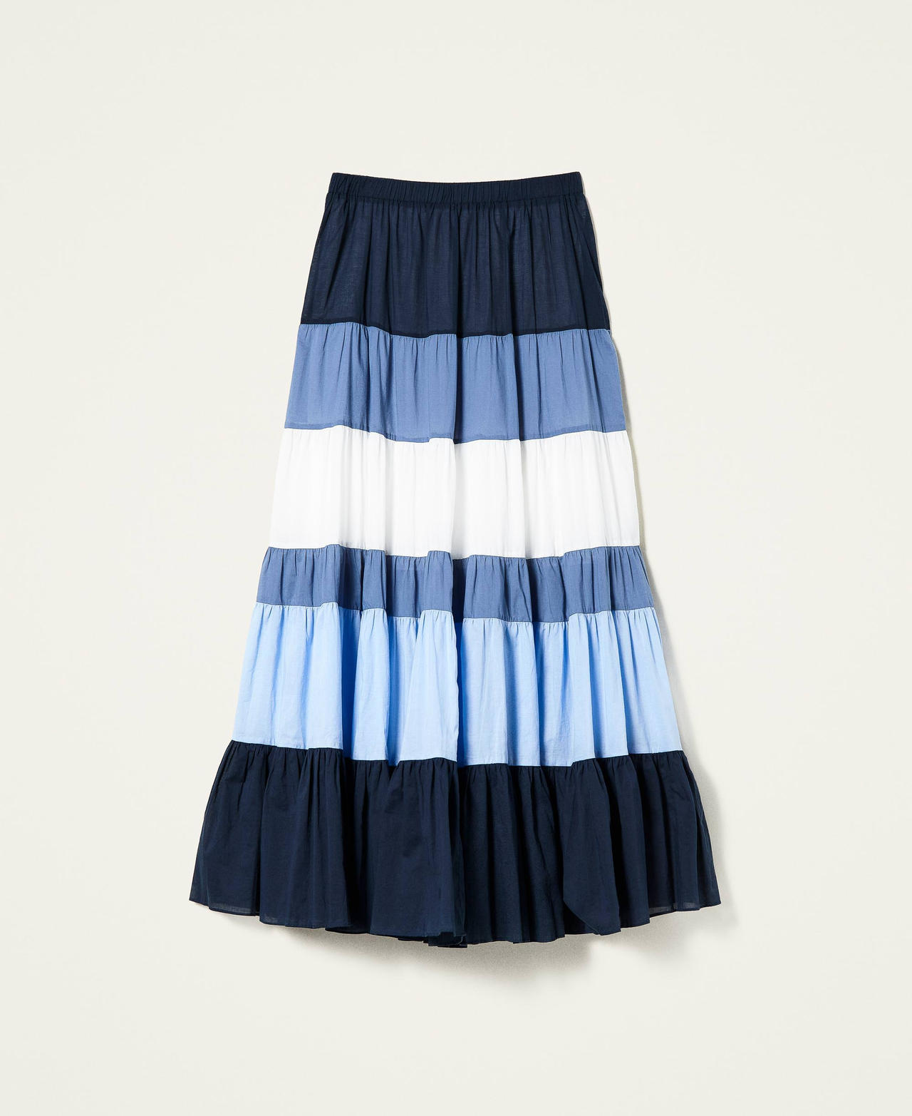 Jupe longue en mousseline color block