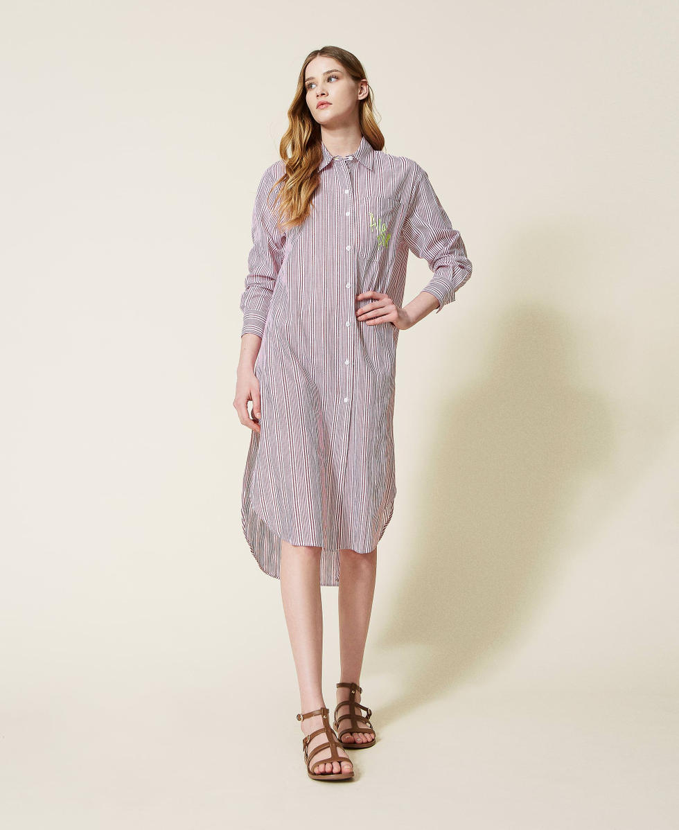Robe chemisier ray&eacute;e jacquard