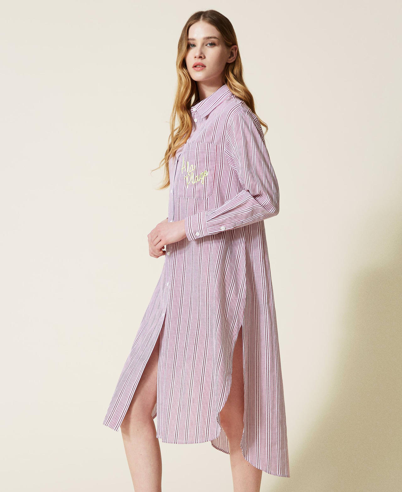 Abito chemisier a righe jacquard