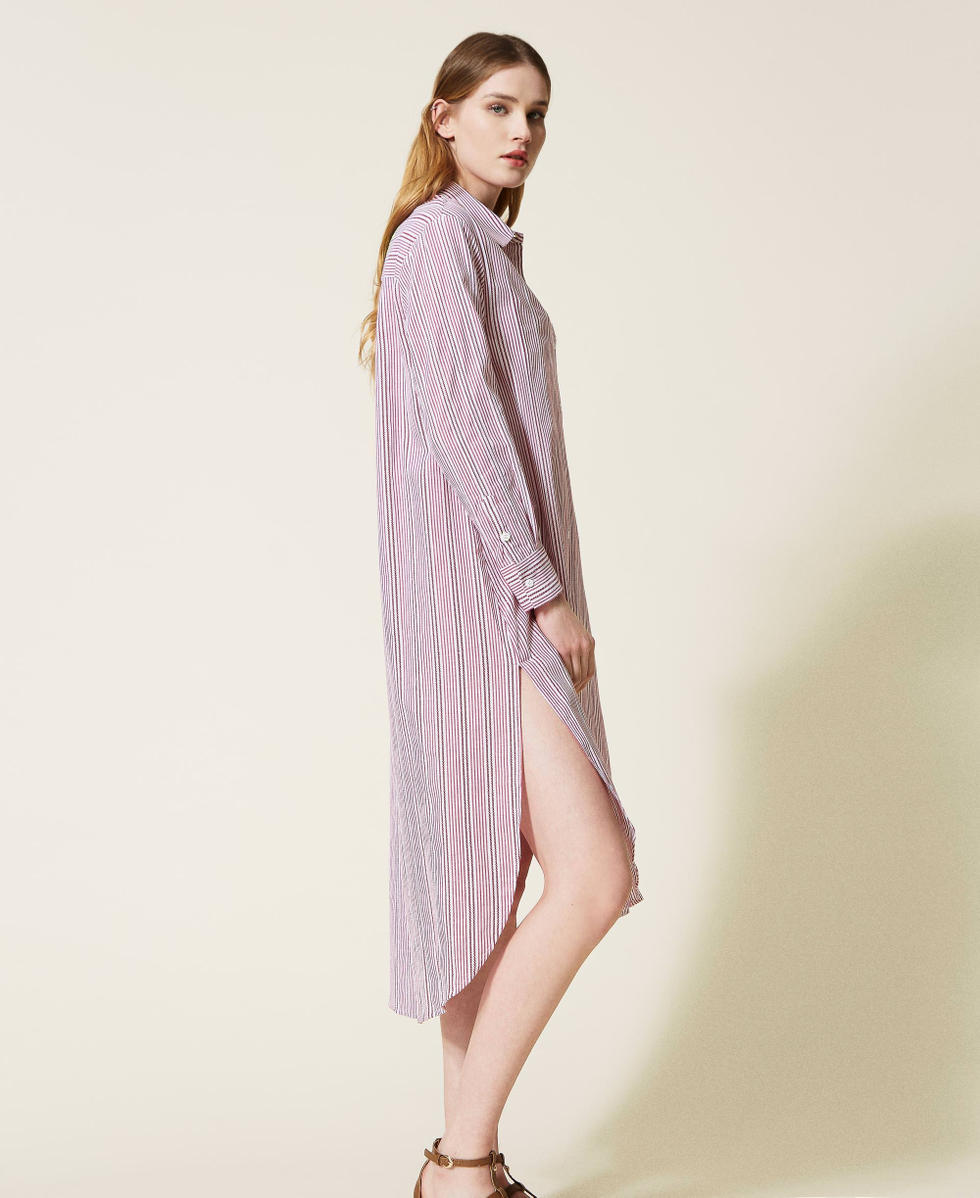 Robe chemisier ray&eacute;e jacquard