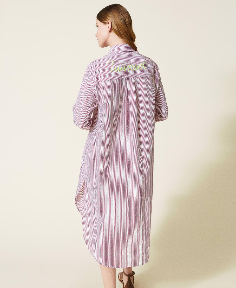 Robe chemisier ray&eacute;e jacquard