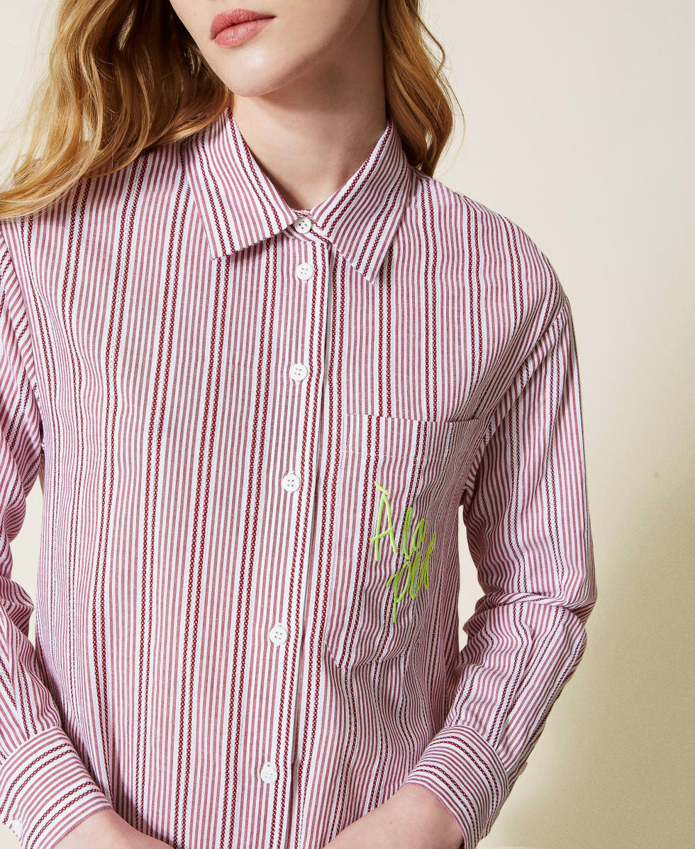 Robe chemisier ray&eacute;e jacquard