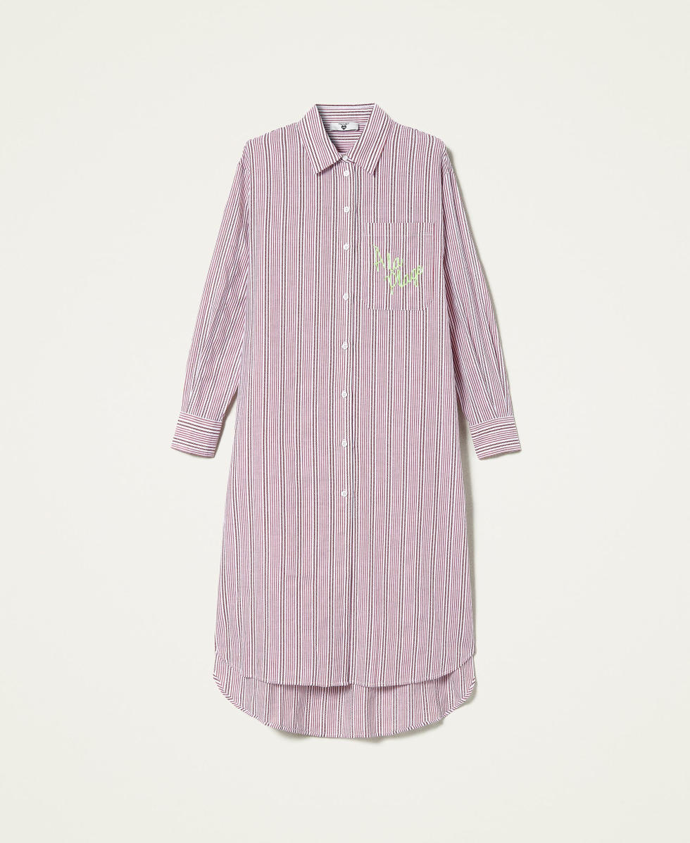 Robe chemisier ray&eacute;e jacquard