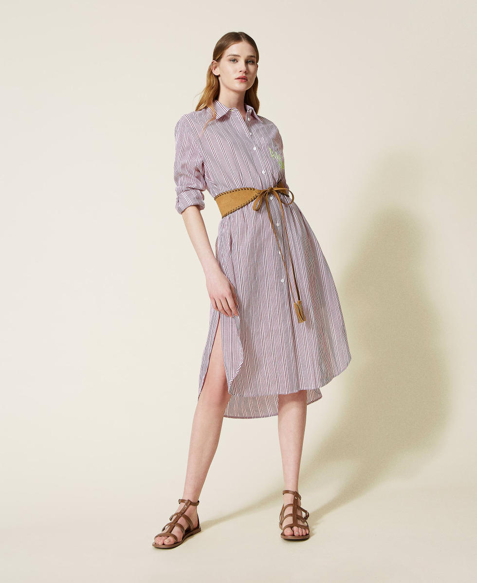 Robe chemisier ray&eacute;e jacquard