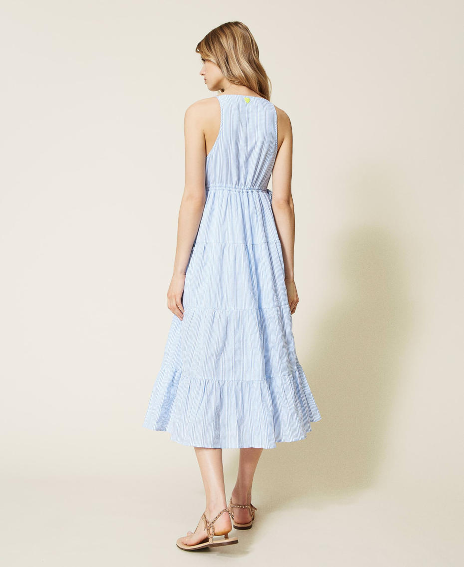 Striped jacquard midi dress "Placid Blue” Even Stripe Woman 221LM2GCC-03