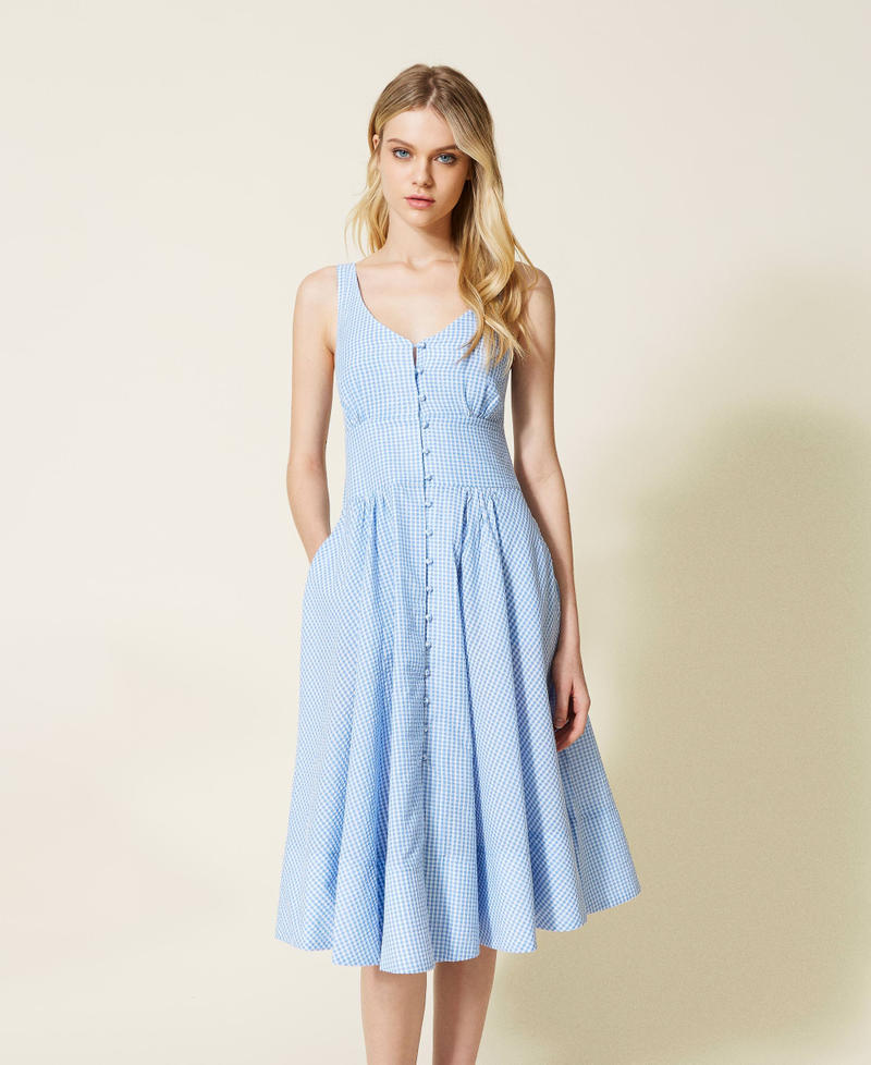 Gingham midi dress "Placid Blue” Gingham Woman 221LM2HBB-01