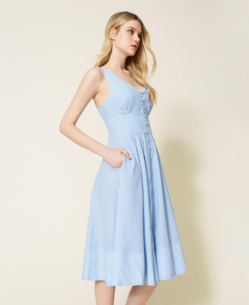 Gingham midi dress "Placid Blue” Gingham Woman 221LM2HBB-02