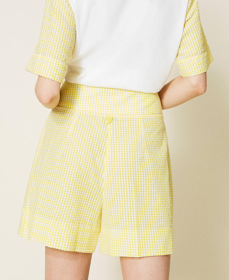 Gingham shorts with pleats "Celandine” Yellow Gingham Woman 221LM2HDD-03