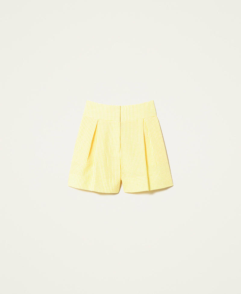 Gingham shorts with pleats "Celandine” Yellow Gingham Woman 221LM2HDD-0S