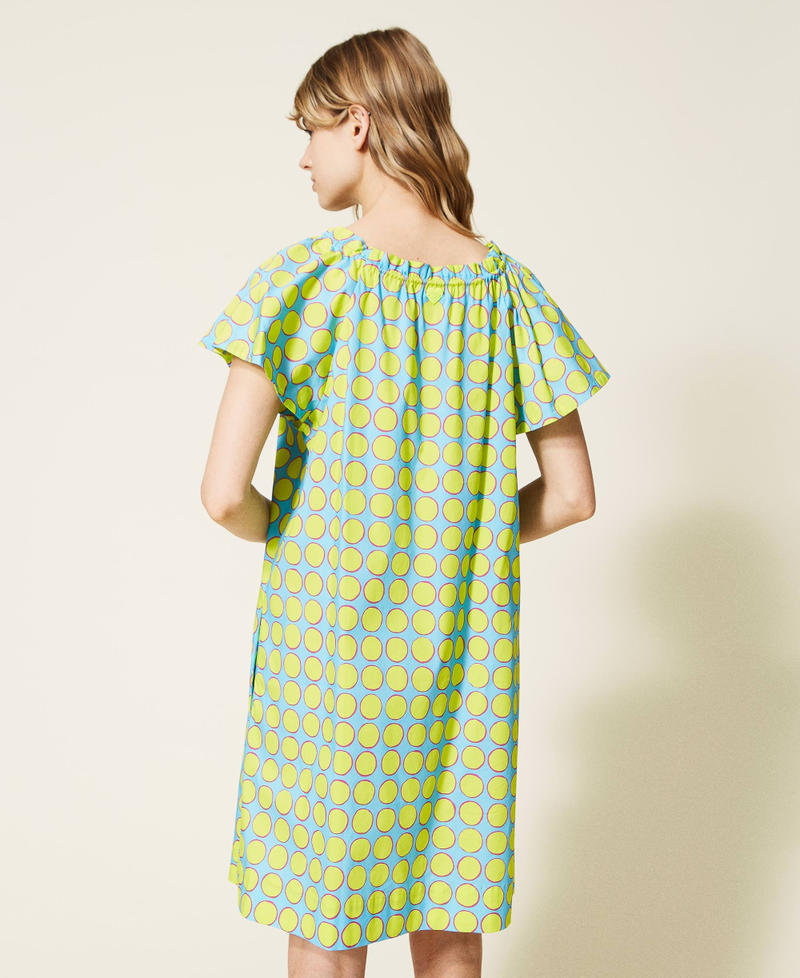 Abito corto in popeline a pois