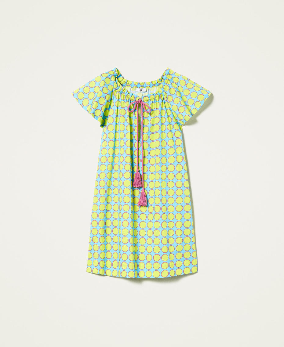 Abito corto in popeline a pois