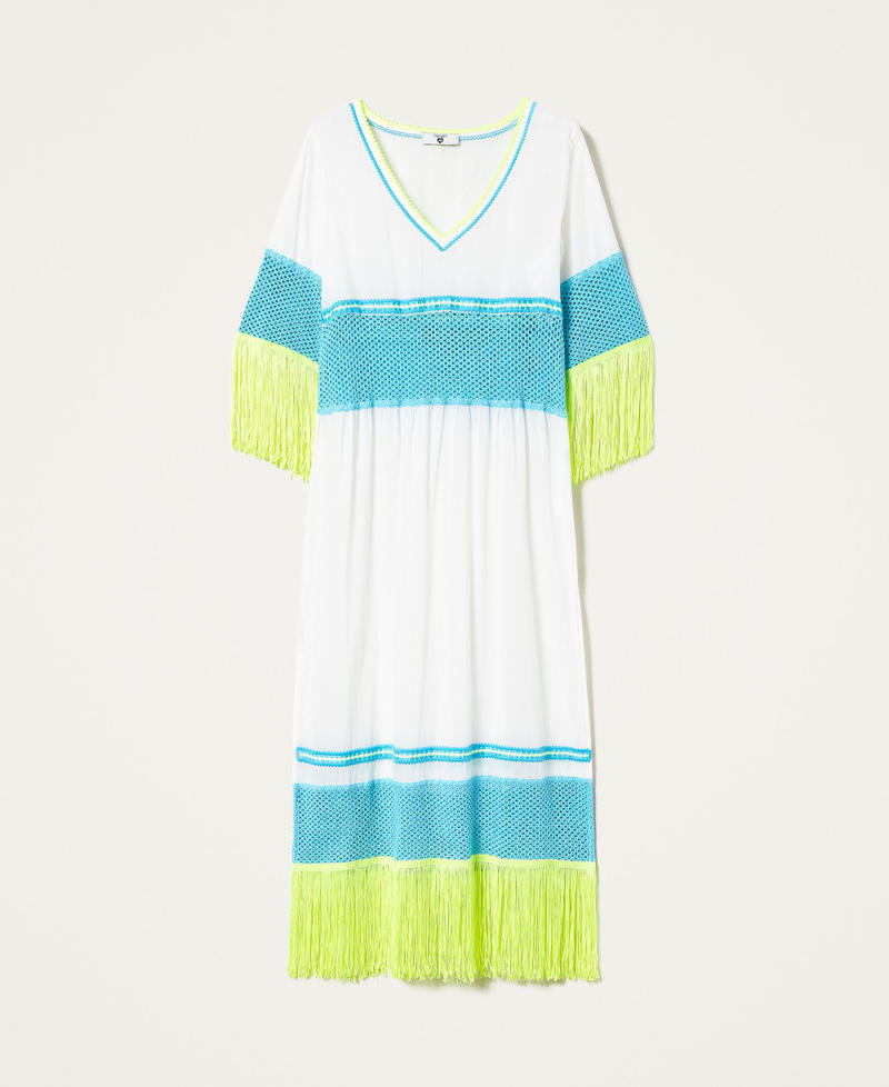 Платье-кафтан из муслина с вышивкой Разноцветный Серо-белый / Исландский Синий / Желтый Флуоресцентный женщина 221LM2MDD-0S