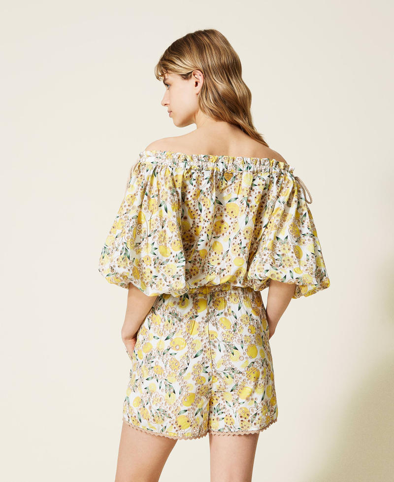 Printed jumpsuit with broderie anglaise Lemon Broderie Anglaise Print Woman 221LM2NAA-05