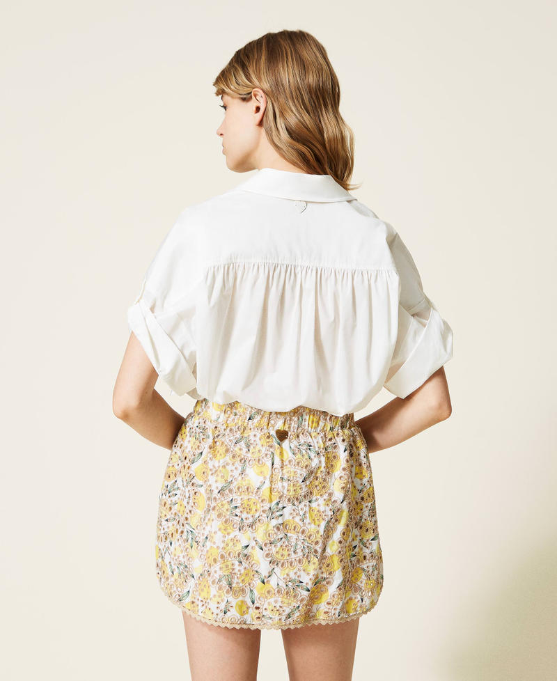 Printed broderie anglaise mini skirt Lemon Broderie Anglaise Print Woman 221LM2NBB-03