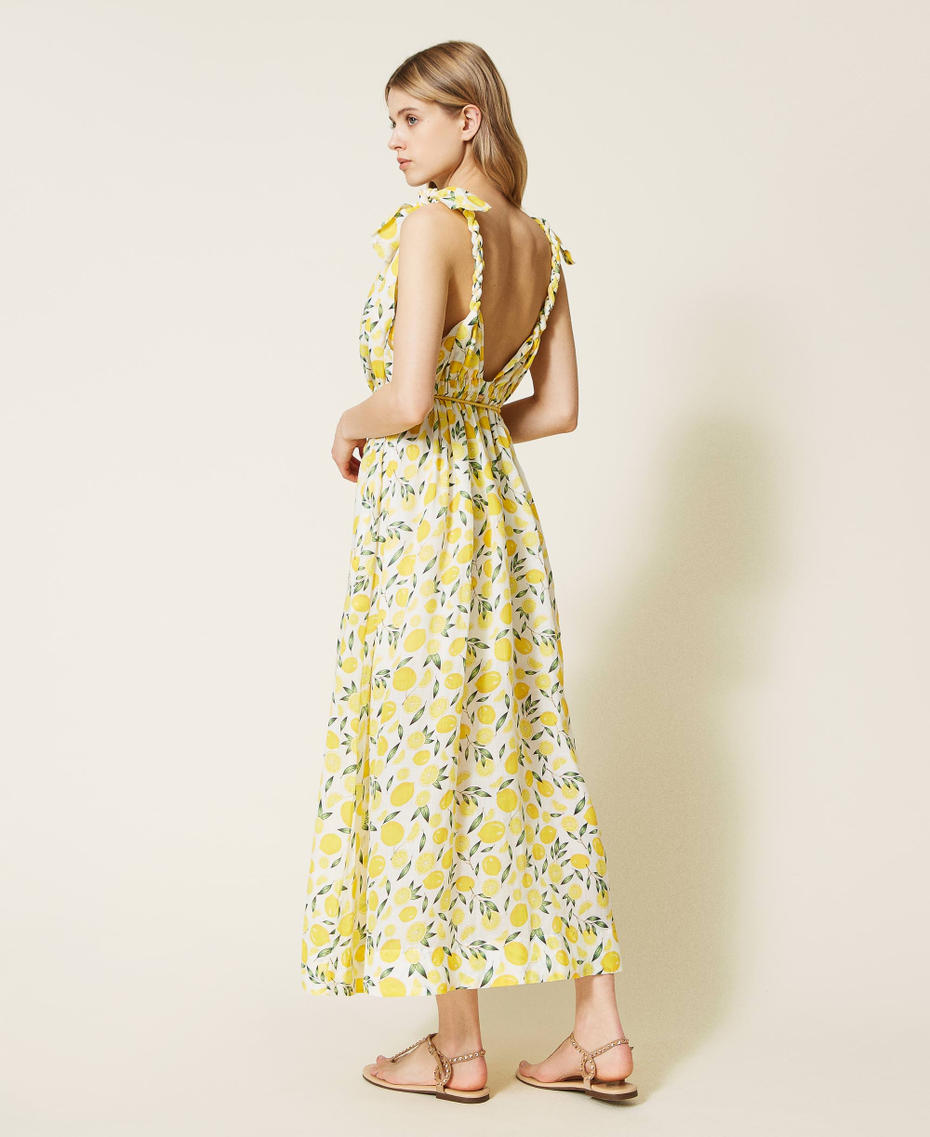 Long ramie dress with belt Lemon Print Woman 221LM2NLL-04