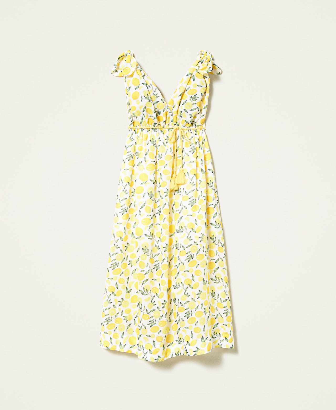 Long ramie dress with belt Lemon Print Woman 221LM2NLL-0S