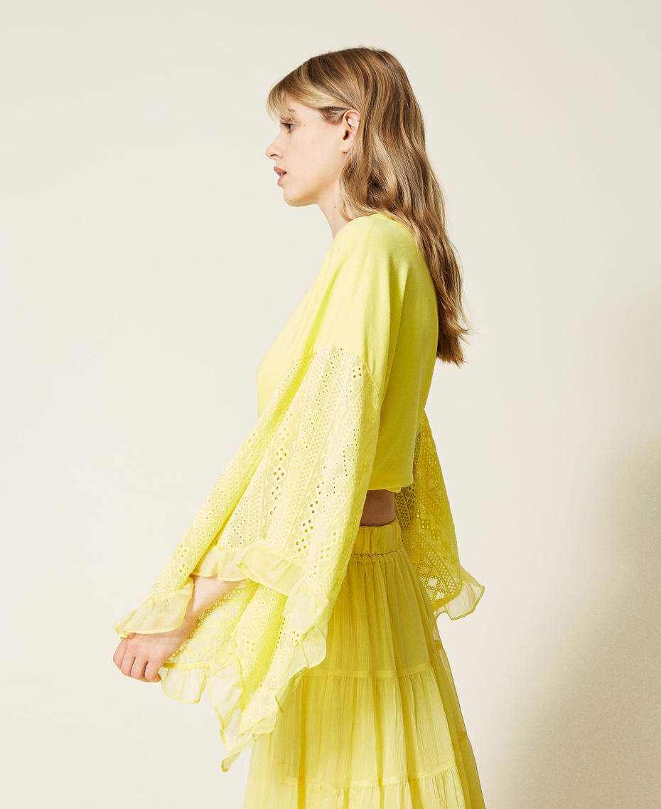 Blouse cropped avec broderie Jaune « Celandine » Femme 221LM2PAA-01