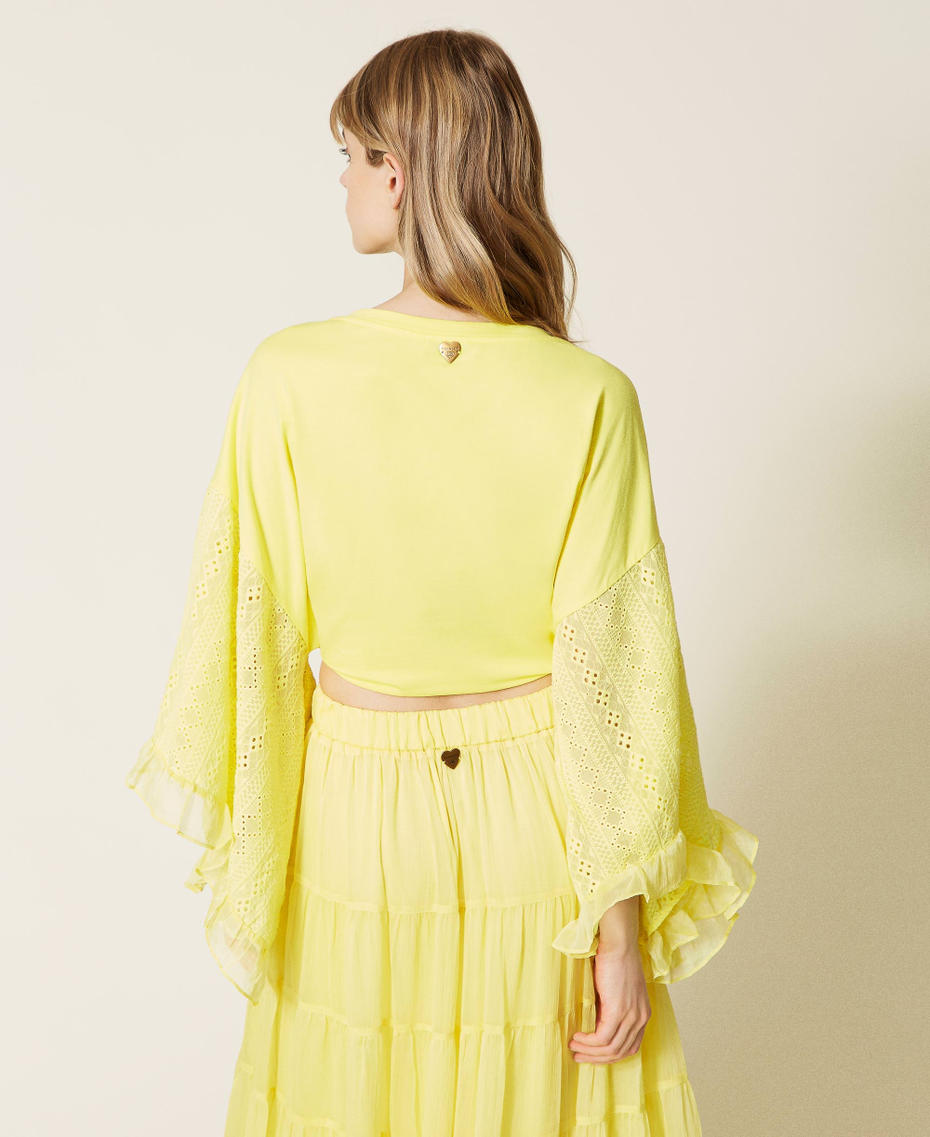 Blouse cropped avec broderie Jaune « Celandine » Femme 221LM2PAA-05