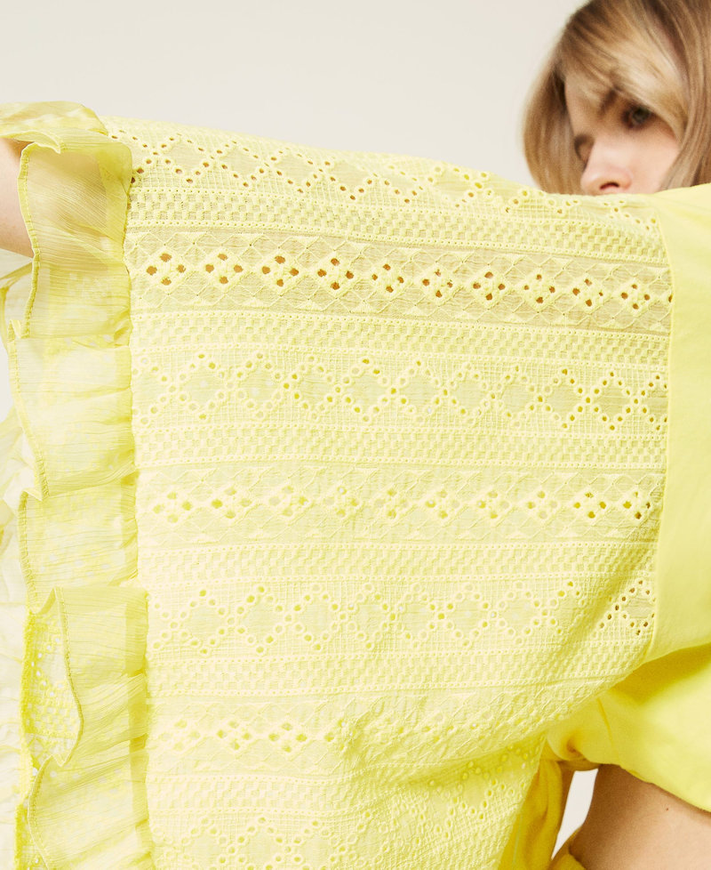 Cropped-Bluse mit Stickerei „Celandine“-Gelb Frau 221LM2PAA-06