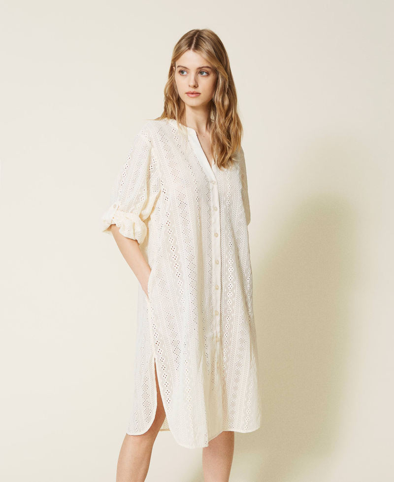 Midi shirt dress with embroidery "Cuban Sand Light” Beige Woman 221LM2PCC-06