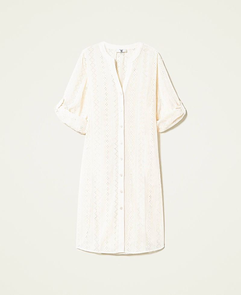 Midi shirt dress with embroidery "Cuban Sand Light” Beige Woman 221LM2PCC-0S