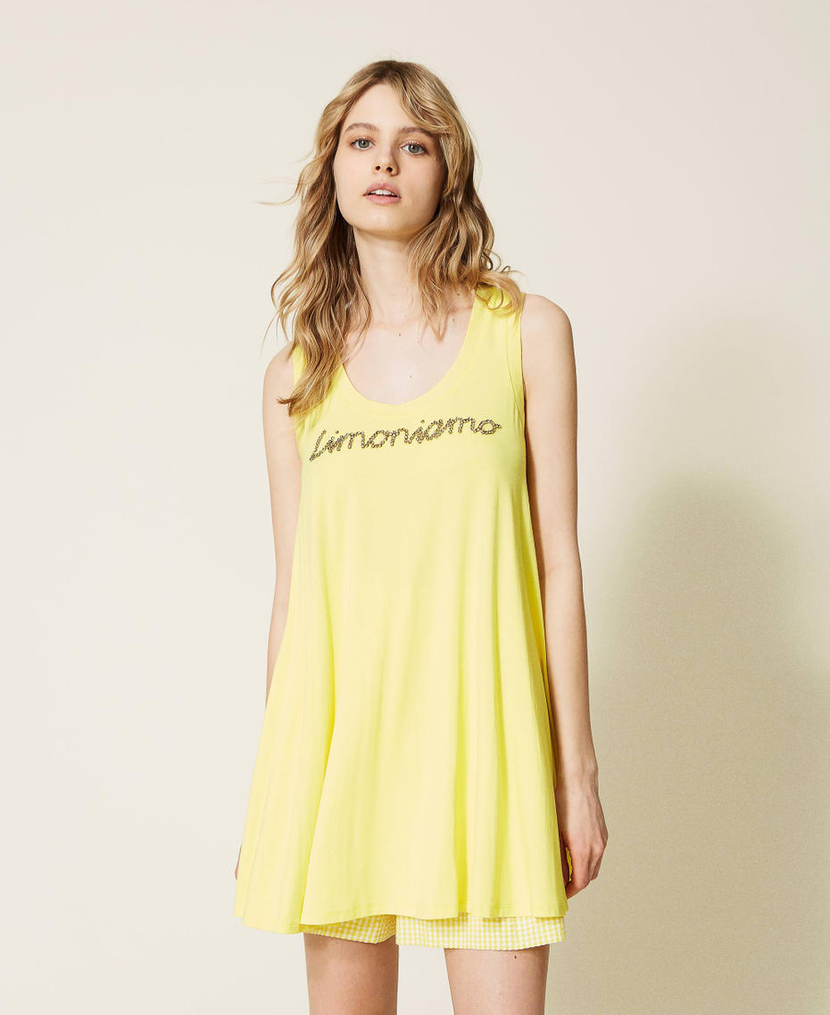 Jersey dress with embroidery "Celandine” Yellow Woman 221LM2RNN-01