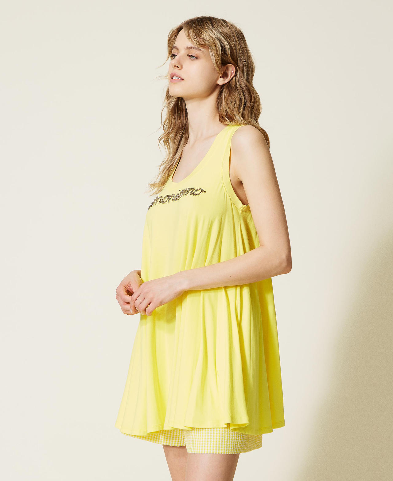 Jersey dress with embroidery "Celandine” Yellow Woman 221LM2RNN-02