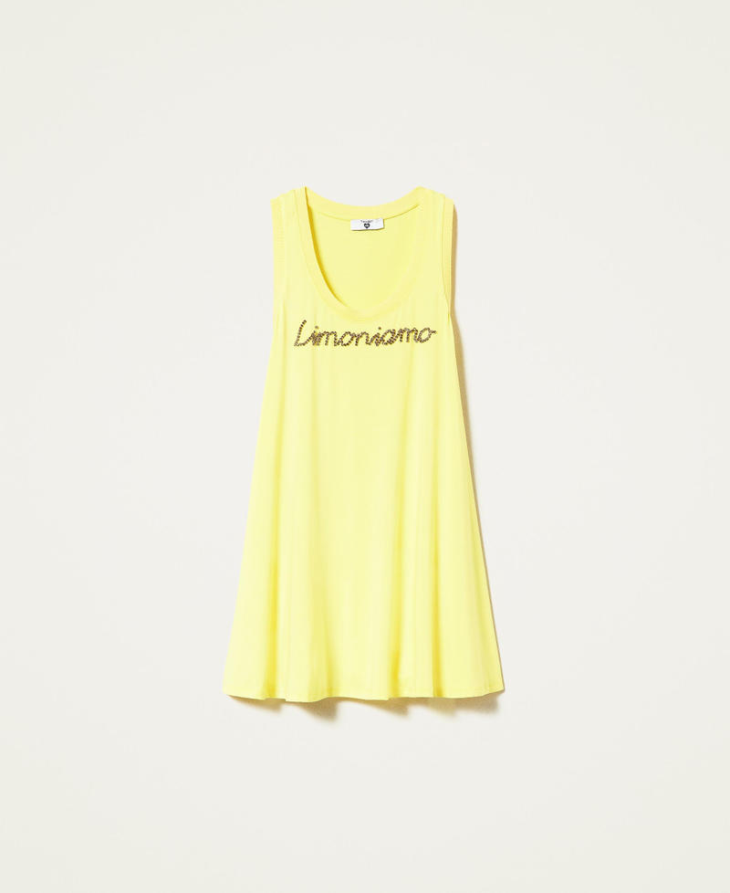 Jersey dress with embroidery "Celandine” Yellow Woman 221LM2RNN-0S