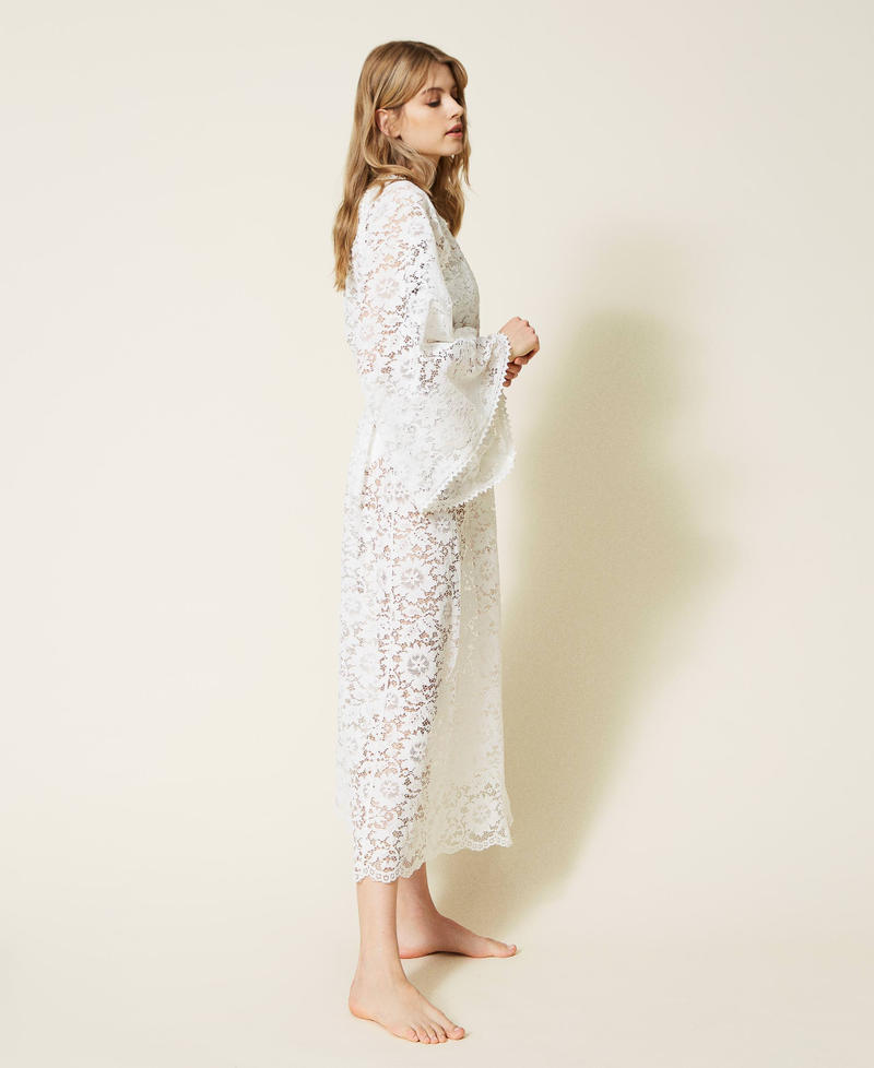Caftano lungo in pizzo macramè Off White Donna 221LM2SAA_00526_03