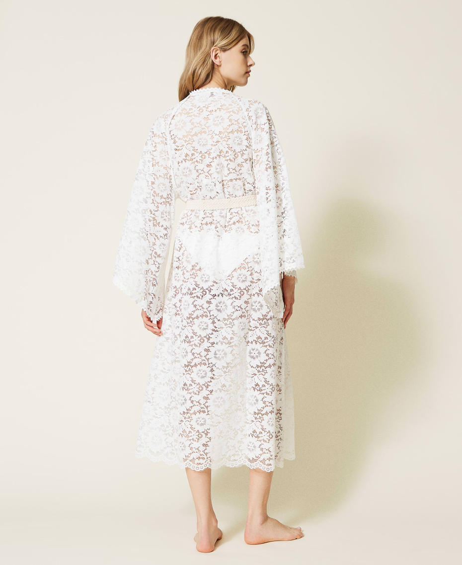 Caftano lungo in pizzo macramè Off White Donna 221LM2SAA_00526_05