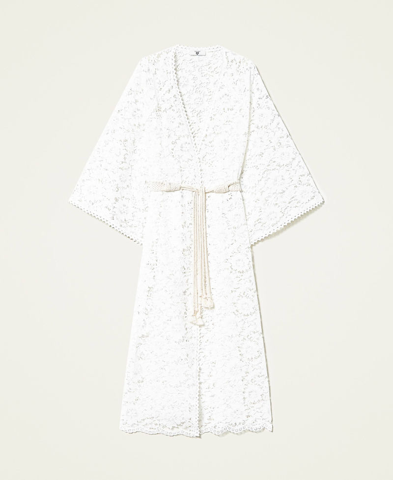 Caftano lungo in pizzo macramè Off White Donna 221LM2SAA_00526_0S