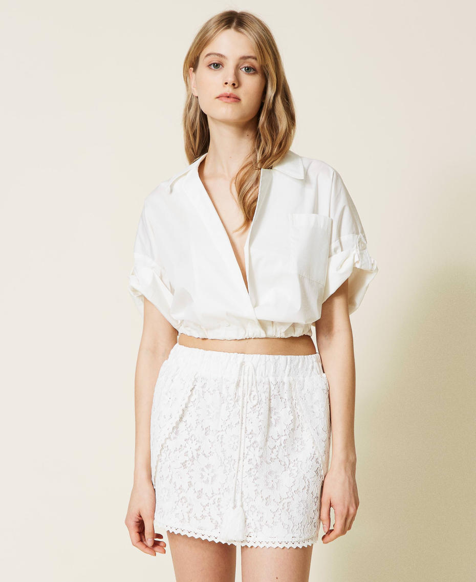 Macramé lace miniskirt Off White Woman 221LM2SBB-01
