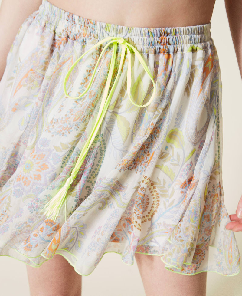 Mini-jupe avec imprimé et cordon coulissant Imprimé Cachemire et Fleurs Femme 221LM2TCC-05