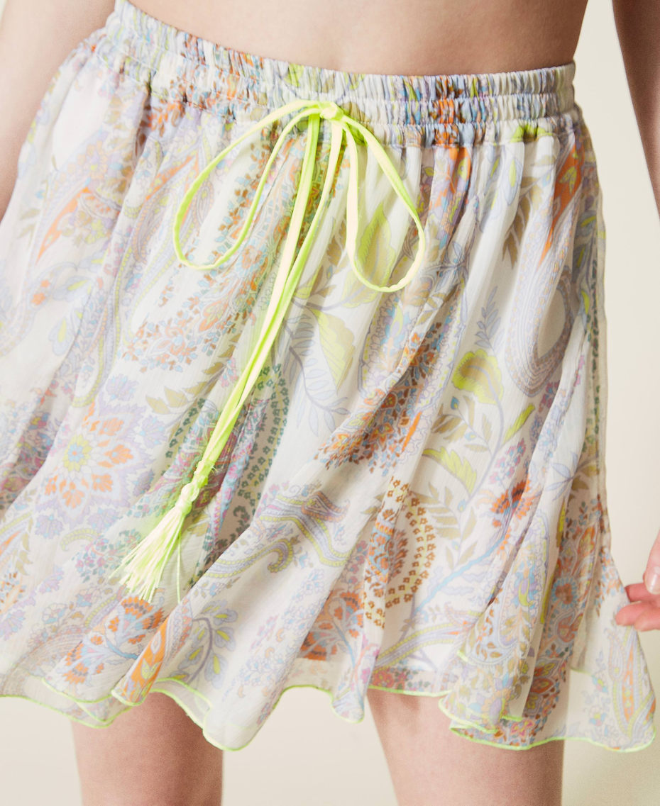 Miniskirt with print and drawstring