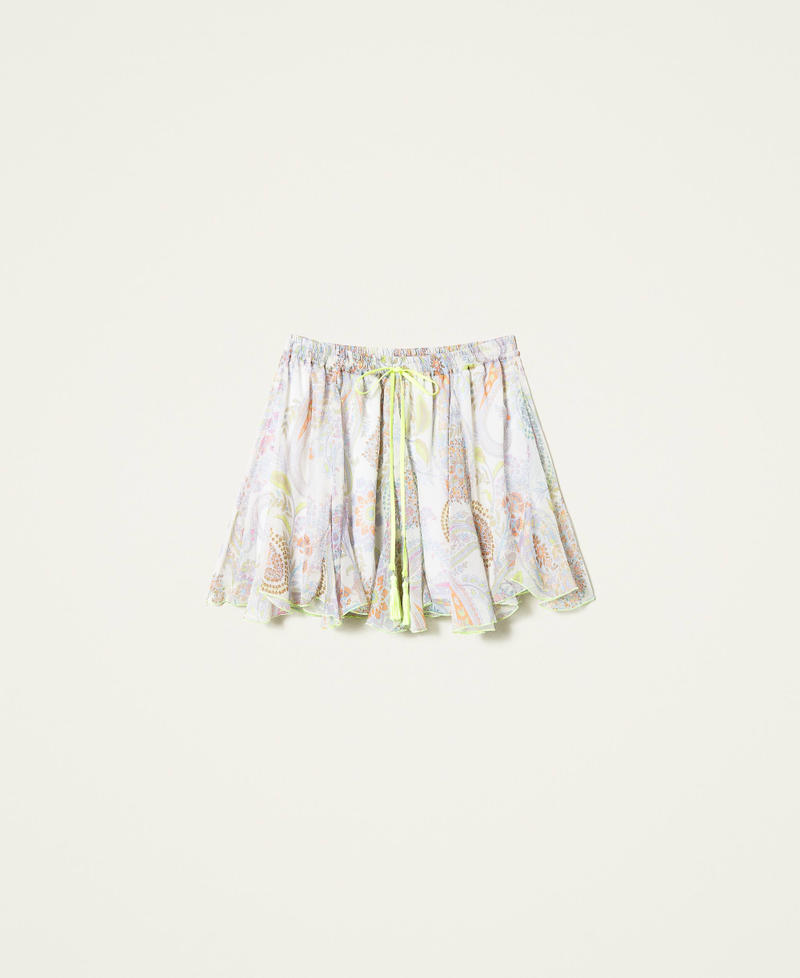 Miniskirt with print and drawstring