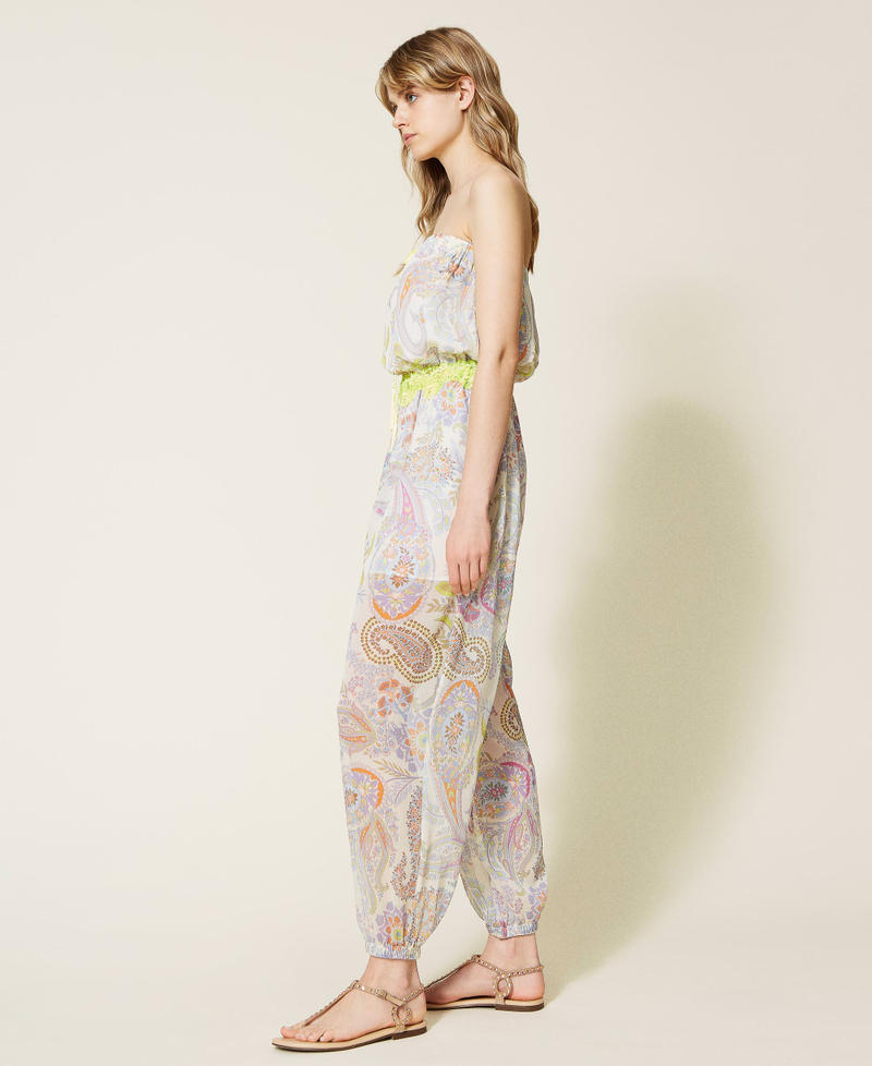 Langer Jumpsuit mit Printmotiv und Neondetails Paisley-Blumen-Print Frau 221LM2TFF-03