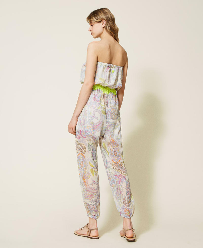 Long printed jumpsuit with neon-coloured details Paisley and Flower Print Woman 221LM2TFF-04