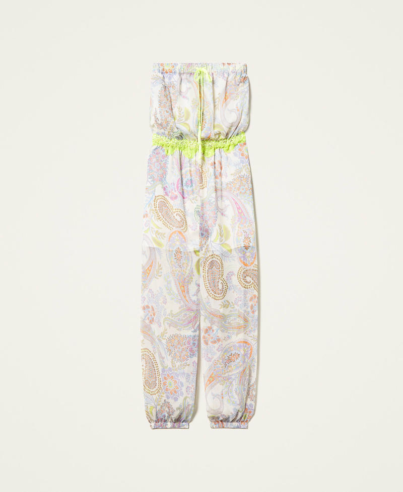 Long printed jumpsuit with neon-coloured details Paisley and Flower Print Woman 221LM2TFF-0S