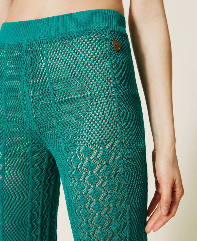 Crochet effect flared trousers Sapphire Green Woman 221LM31HH-06