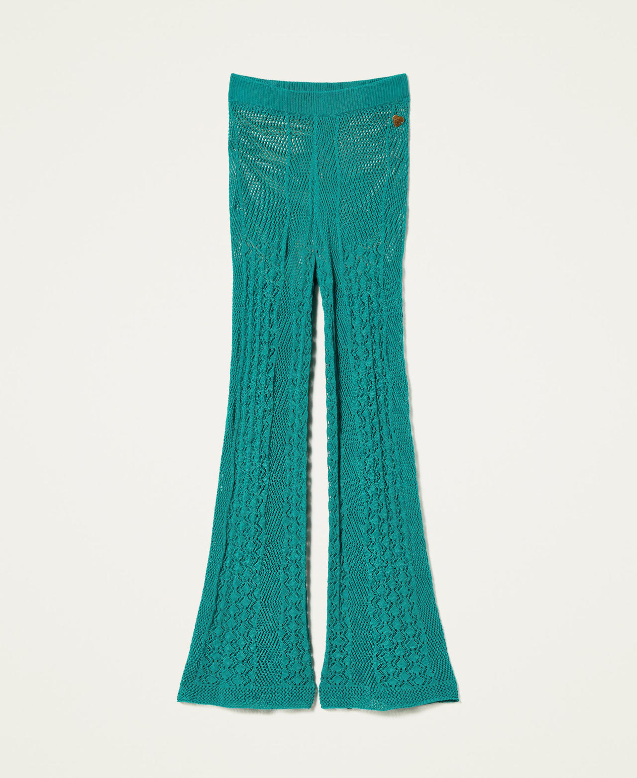 Pantalon évasé effet crochet