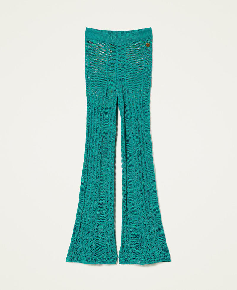 Crochet effect flared trousers Sapphire Green Woman 221LM31HH-0S