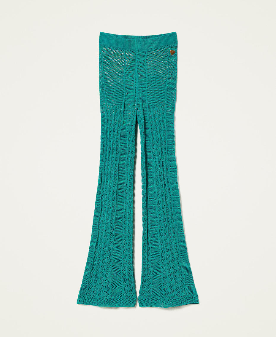 Crochet effect flared trousers